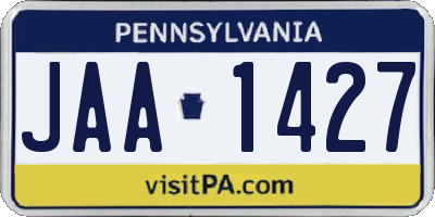 PA license plate JAA1427
