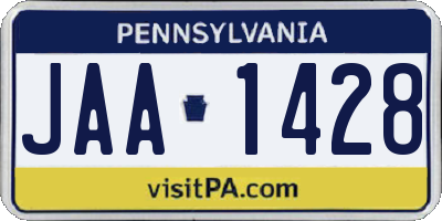 PA license plate JAA1428