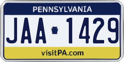 PA license plate JAA1429