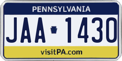 PA license plate JAA1430