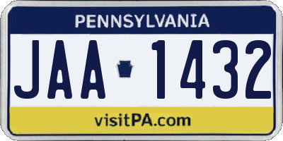 PA license plate JAA1432