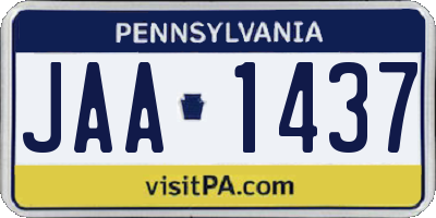 PA license plate JAA1437