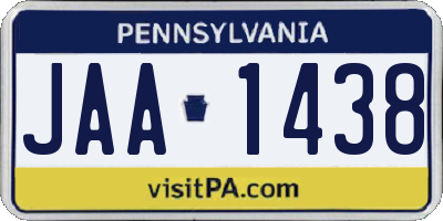 PA license plate JAA1438