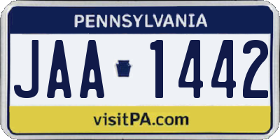 PA license plate JAA1442