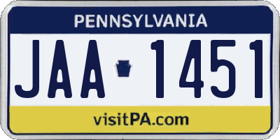 PA license plate JAA1451