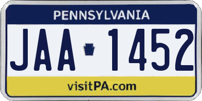 PA license plate JAA1452