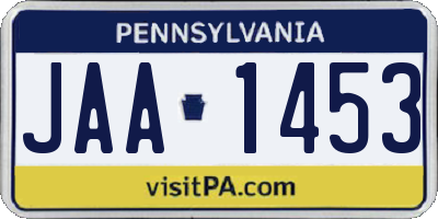 PA license plate JAA1453