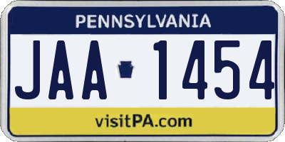 PA license plate JAA1454