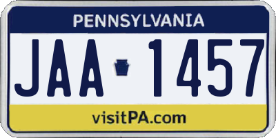 PA license plate JAA1457