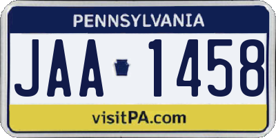 PA license plate JAA1458