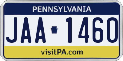 PA license plate JAA1460