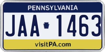 PA license plate JAA1463