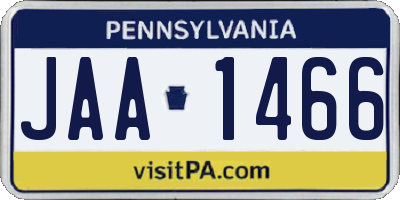 PA license plate JAA1466