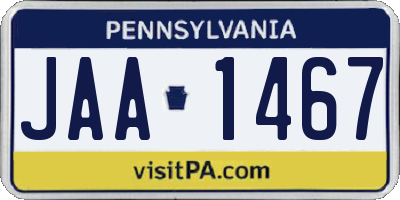 PA license plate JAA1467