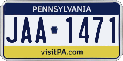 PA license plate JAA1471