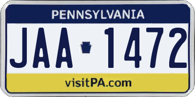 PA license plate JAA1472
