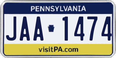 PA license plate JAA1474