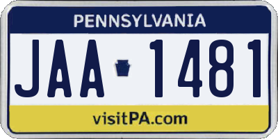 PA license plate JAA1481