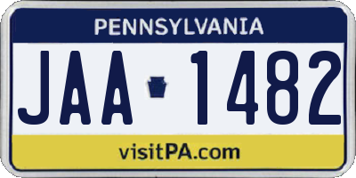 PA license plate JAA1482