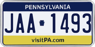 PA license plate JAA1493