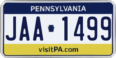 PA license plate JAA1499