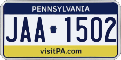 PA license plate JAA1502