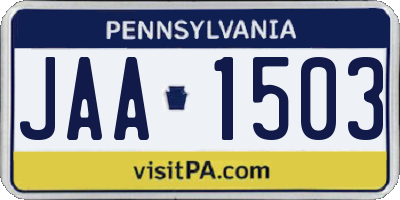 PA license plate JAA1503
