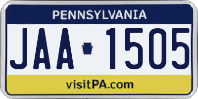 PA license plate JAA1505