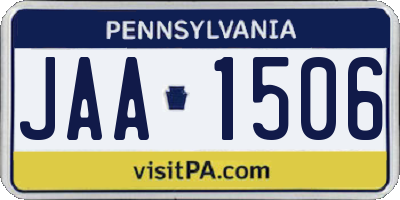 PA license plate JAA1506