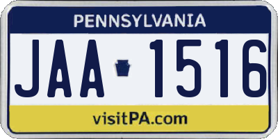 PA license plate JAA1516