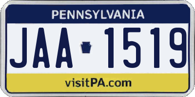 PA license plate JAA1519