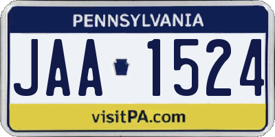 PA license plate JAA1524