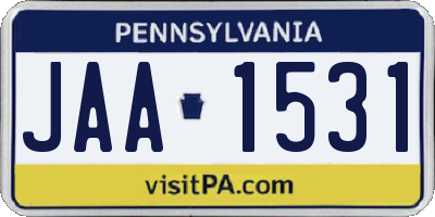 PA license plate JAA1531