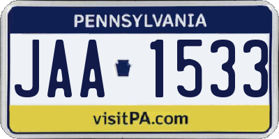 PA license plate JAA1533