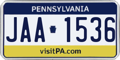 PA license plate JAA1536