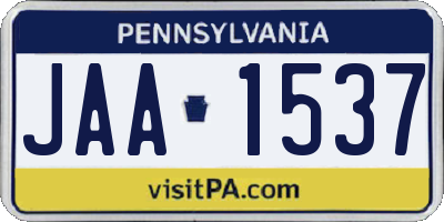 PA license plate JAA1537