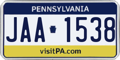 PA license plate JAA1538