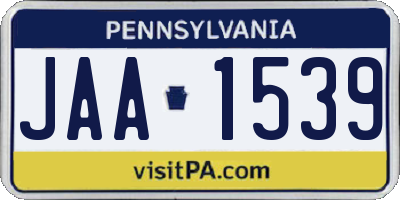 PA license plate JAA1539