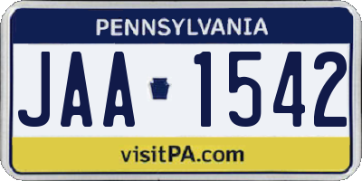 PA license plate JAA1542