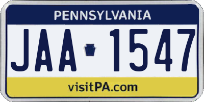 PA license plate JAA1547