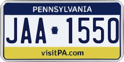 PA license plate JAA1550