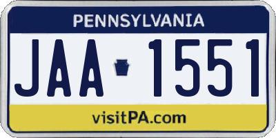 PA license plate JAA1551