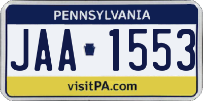 PA license plate JAA1553