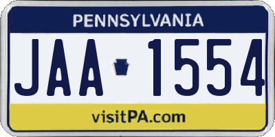 PA license plate JAA1554