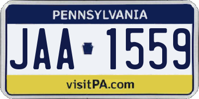 PA license plate JAA1559