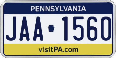 PA license plate JAA1560