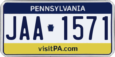 PA license plate JAA1571