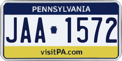 PA license plate JAA1572