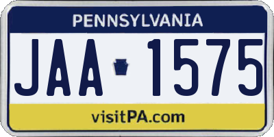 PA license plate JAA1575