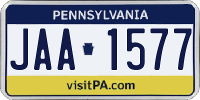 PA license plate JAA1577